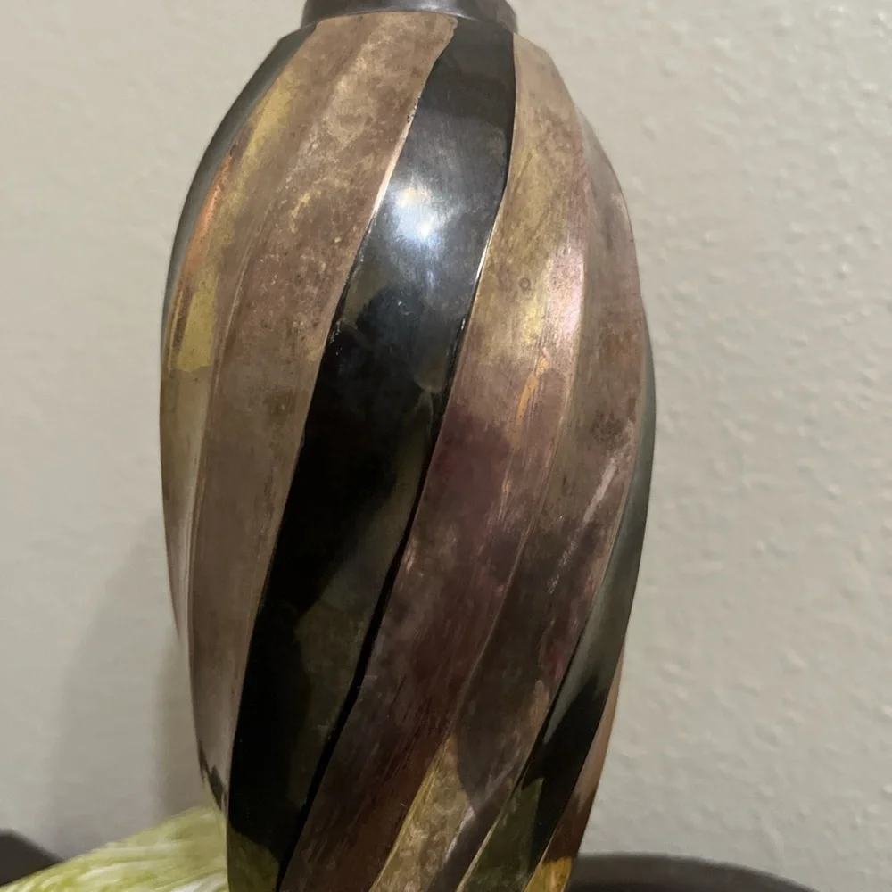 Brass Vase India Mixed Metal Swirl Pattern Copper and Brass